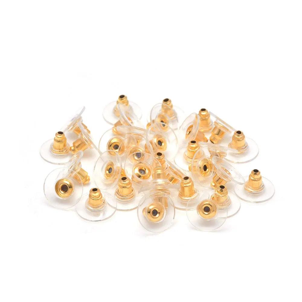 100pcs Bullet Clutch Earring Backs with Pad Ear Nut Stainless Steel Earring Stopper Plugs For Jewelry Findings Components