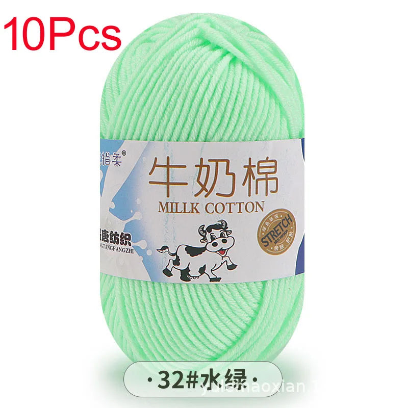 10 Piece Milk Cotton Yarn Knitting Wool for Hand Knitting and Crochet Soft Yarn for Scarves Hats and Sweaters