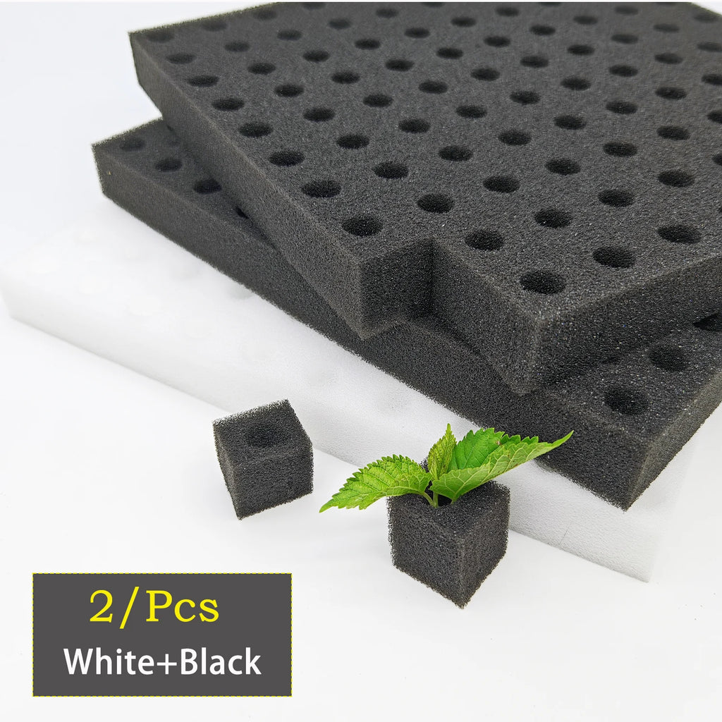 200 Pieces/Hydroponics Growing Sponge Soilless Cultivation Garden Planting Tools, Seed Cultivation Nursery Cotton (Black, White)