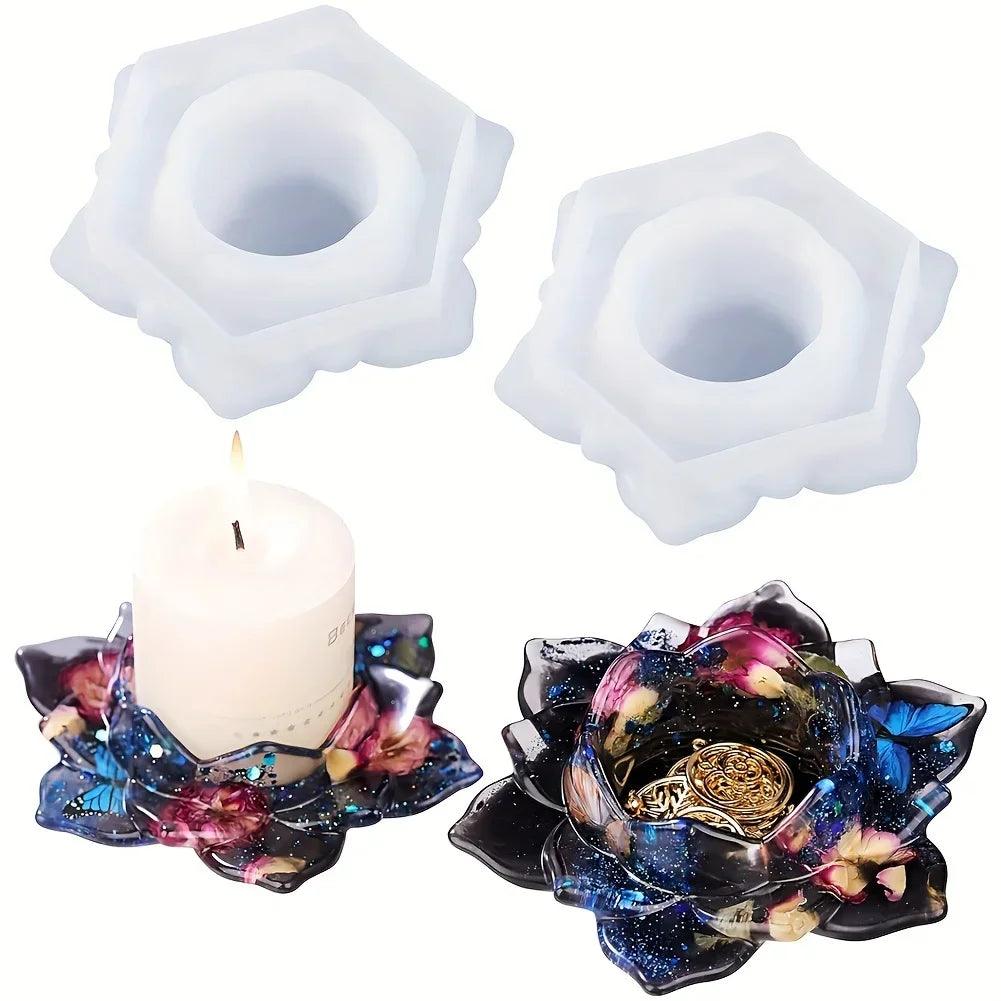 Candles Holders Resin Mold, Flower Candlestick Epoxy Casting Silicone Molds For DIY Jewelry Box, Trinket Container