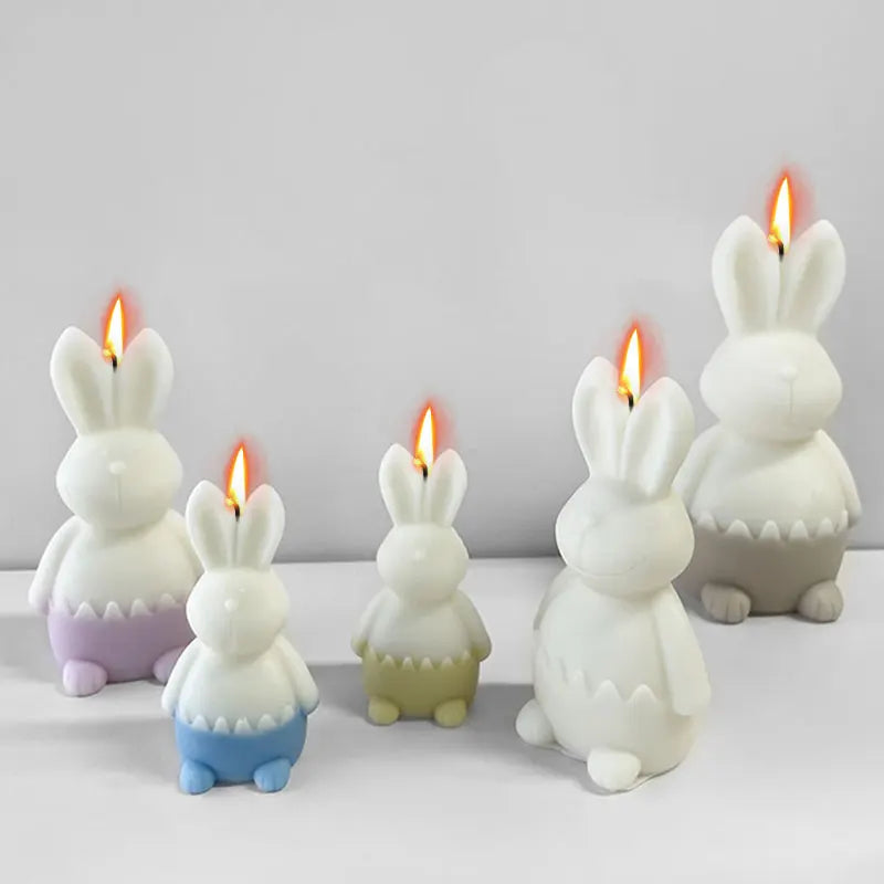 3D Eggshell Rabbit Candle Silicone Mold Easter Bunny Soap Resin Plaster Making Set Chocolate Cake Decor Baking Mould Lovely Gift