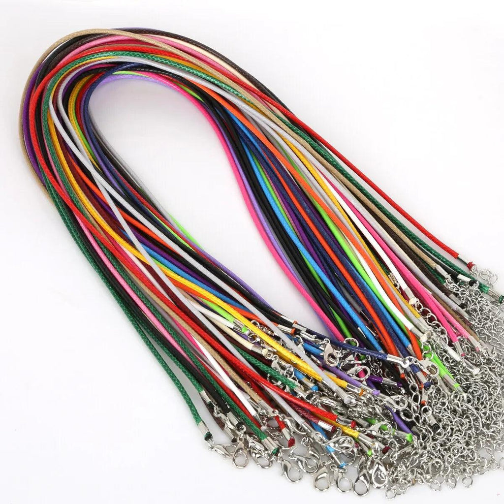 50Pcs Random Mixed Color Necklace Rope Buckle, 18in Wax String Loose for Pendant, Bracelet, Necklace, Jewelry Making and Beading