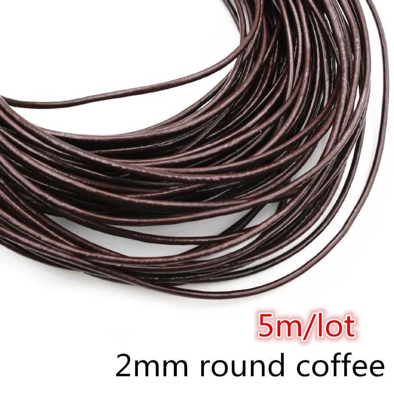 2-5m/lot 1-8mm Genuine Cow Leather Round/Flat Strand Thong Cord DIY Bracelet Findings Rope String For Jewelry Making Accessories