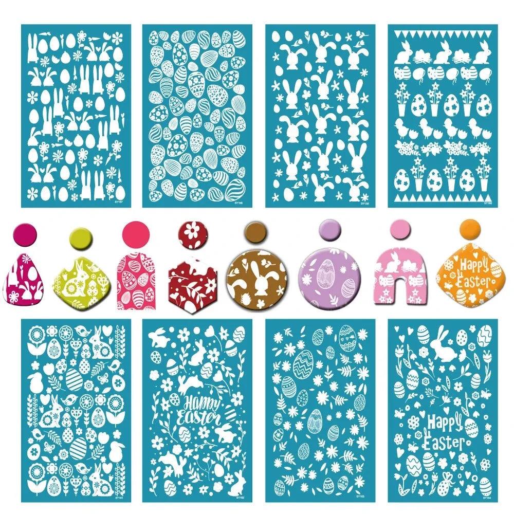 3 PCS Reusable Silkscreen Print Kit,Silk Screen Stencils for Polymer Clay, Jewelry Clay Earrings Decoration, 15*9cm