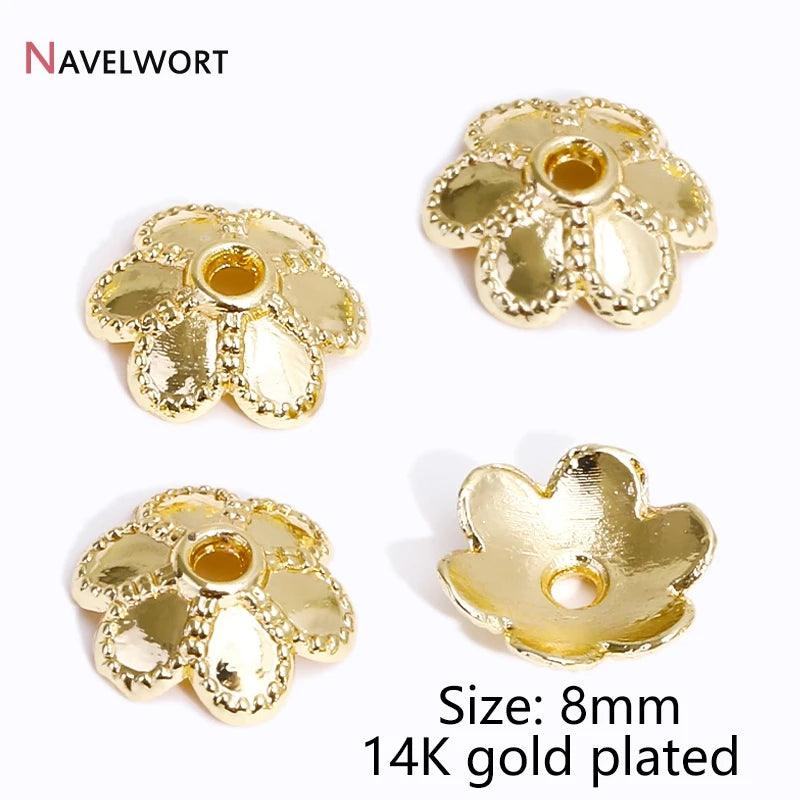 14K/18K Gold Plated Brass Bead Caps,Caps For Beads,Flower Bead Caps For Jewelry Making,Caps For Bracelet,Accessories For Jewelry