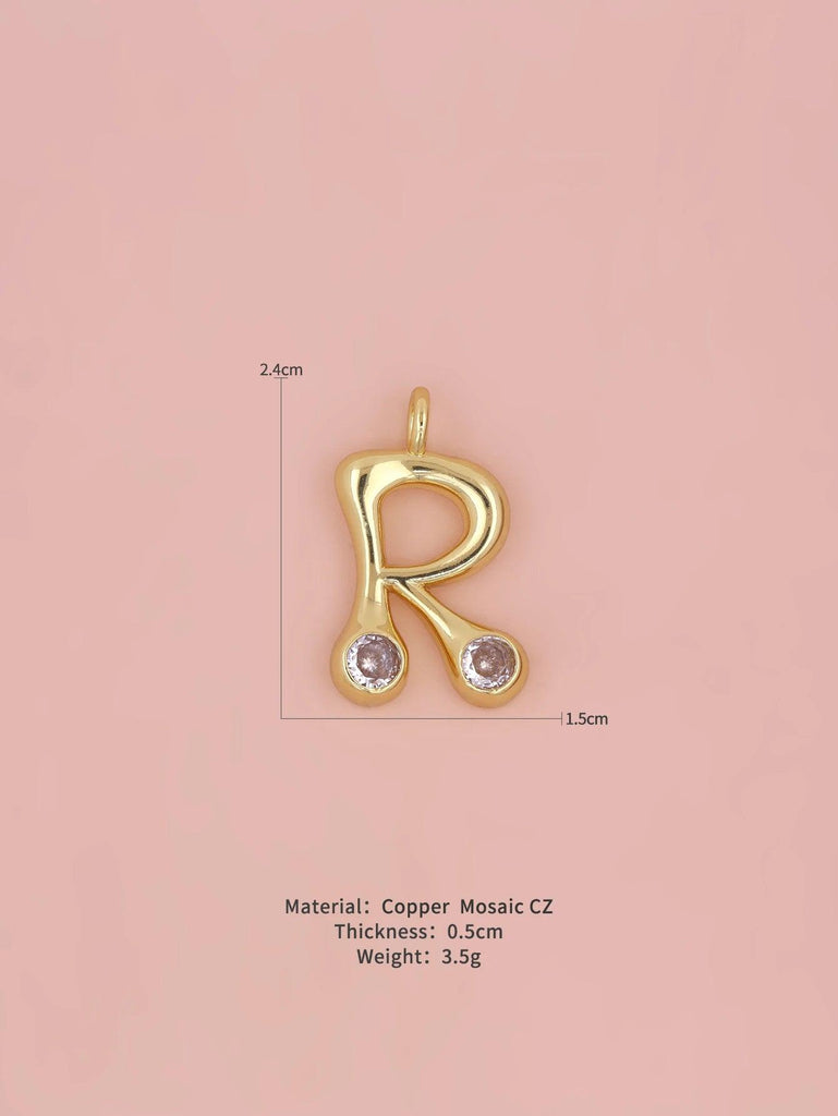 New Simple Versatile Round Zircon Plated Gold Copper 26 English Letters A-Z Pendant Men Women Necklaces Jewelry Making