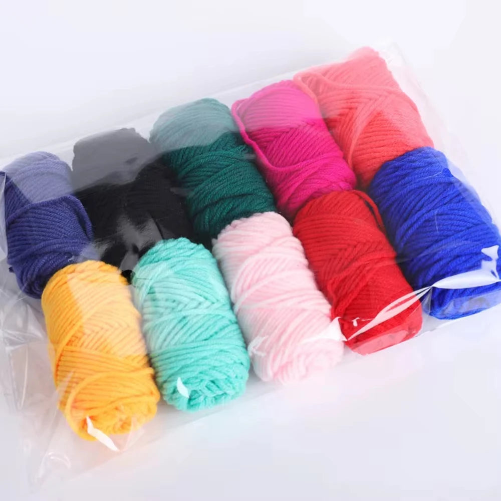 10 Colors Wool Yarn Rolls DIY Poke Punch Needle Embroidery Craft Tool Set