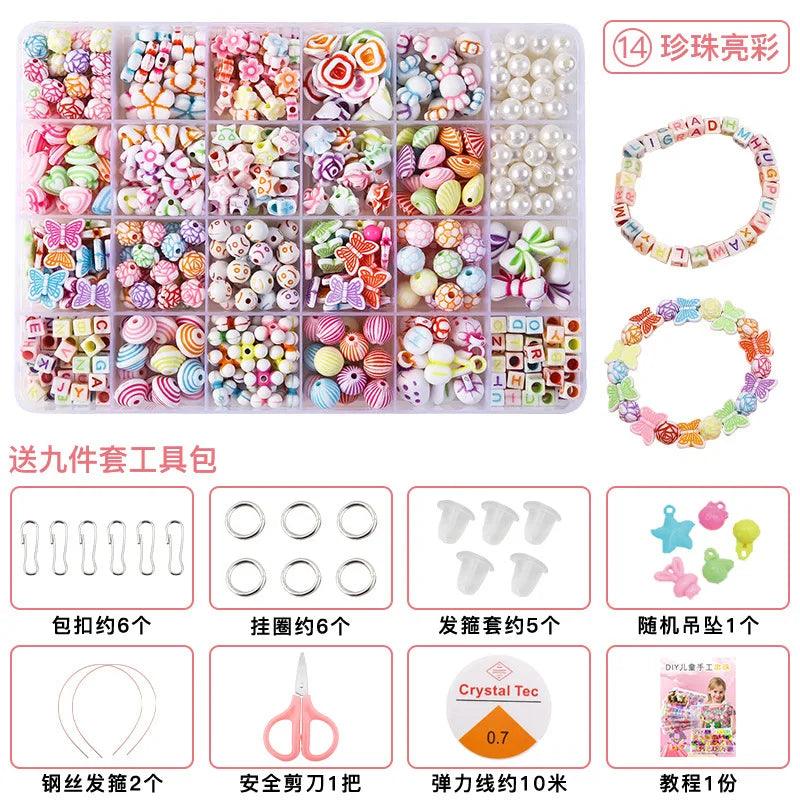 500pcs DIY Handmade Beaded Children's Toy Creative Loose Spacer Beads Crafts Making Bracelet Necklace Jewelry Kit Girl Toy Gift