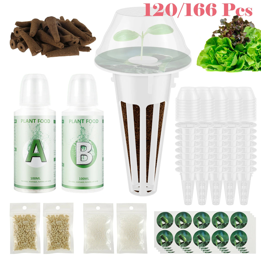 166/120Pcs Seed Pod Kit Reusable Hydroponic Pods Kit Indoor Hydroponic Growing System Clear Plant Pod Kit Garden Accessories