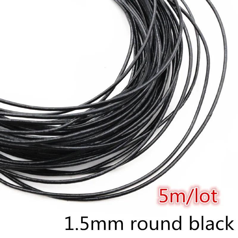 2-5m/lot 1-8mm Genuine Cow Leather Round/Flat Strand Thong Cord DIY Bracelet Findings Rope String For Jewelry Making Accessories