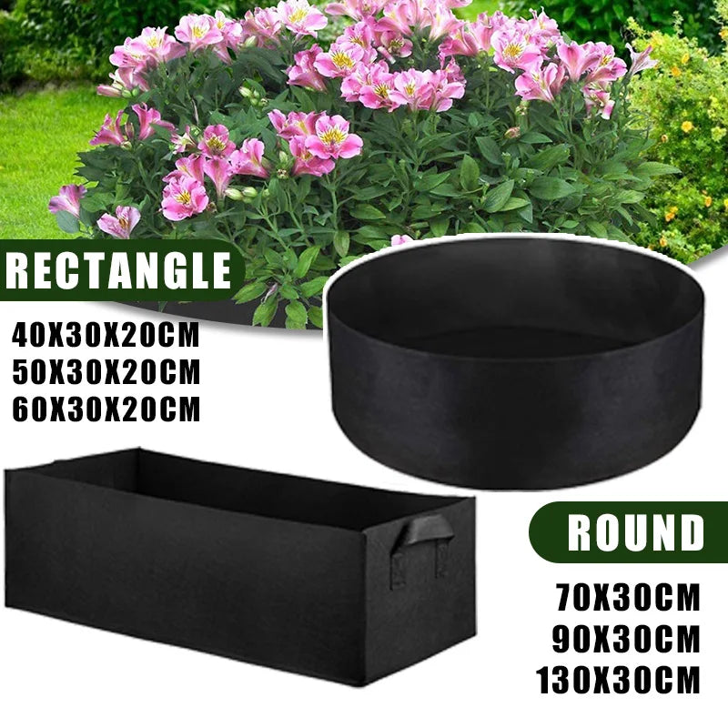 40/50/60/70/90/130cm Garden Raised Bed Planting Container Growing Bags Felt Planter Pot for Plants Nursery Pot Supplies