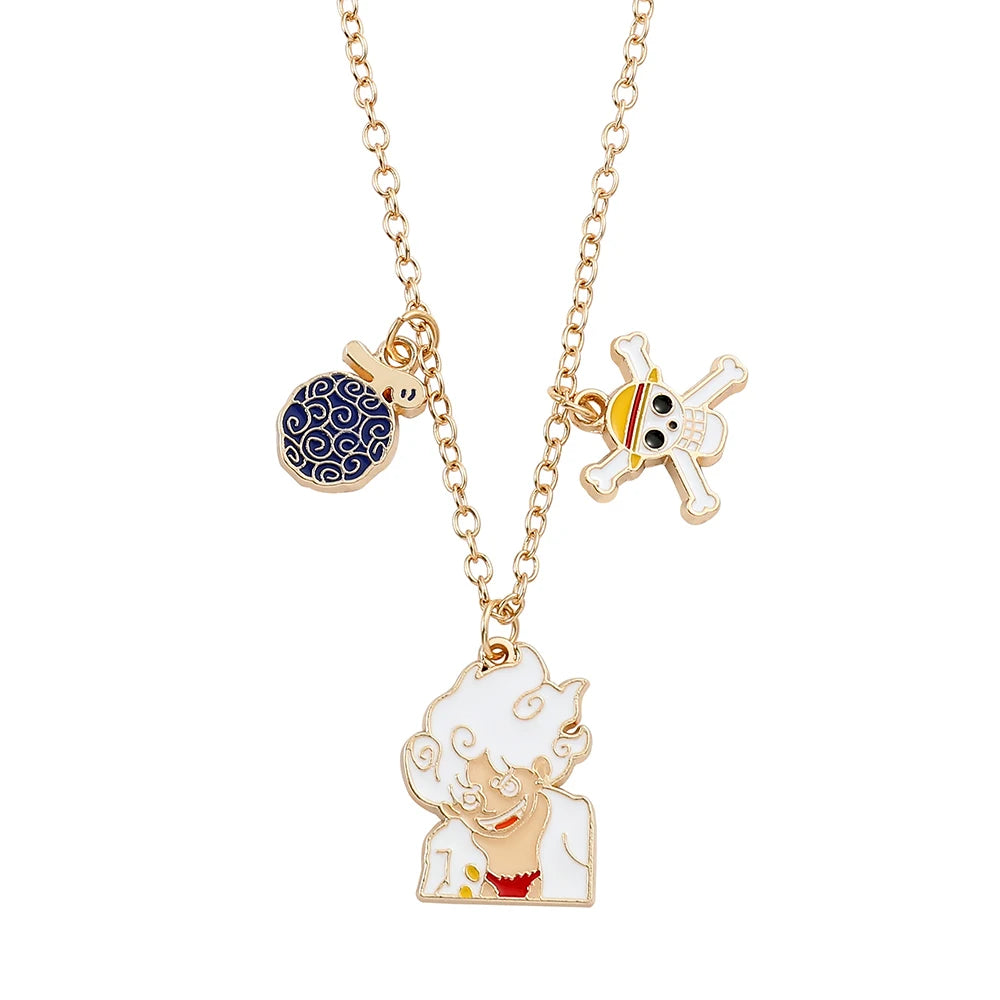 Anime ONE PIECE D. Luffy Necklace Devil Nut Skeleton Head Neck Chain Fashion Jewelry for Women Choker Gift Accessories