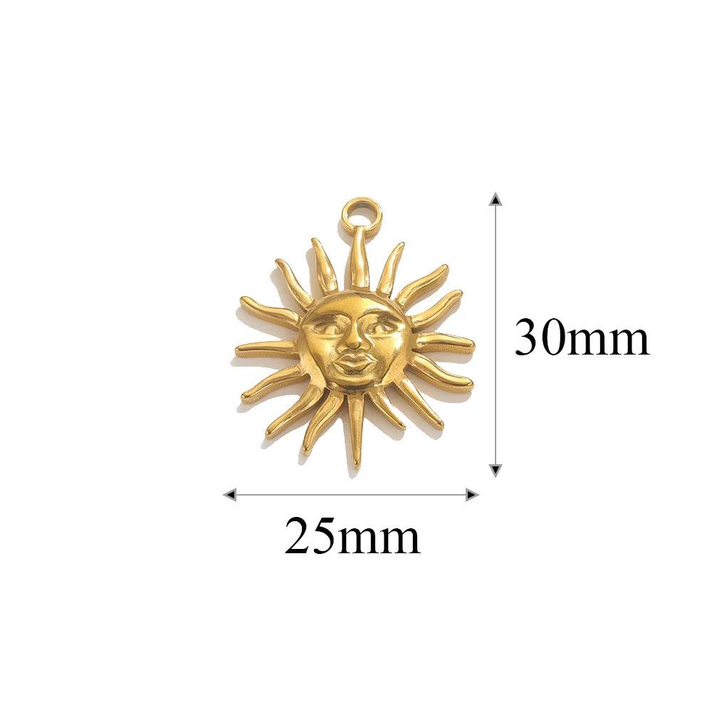 5pcs Stainless Steel Flower Pendant For Jewelry Making PVD Gold Plated Earrings Necklace Charms Jewellery Findings Accessories