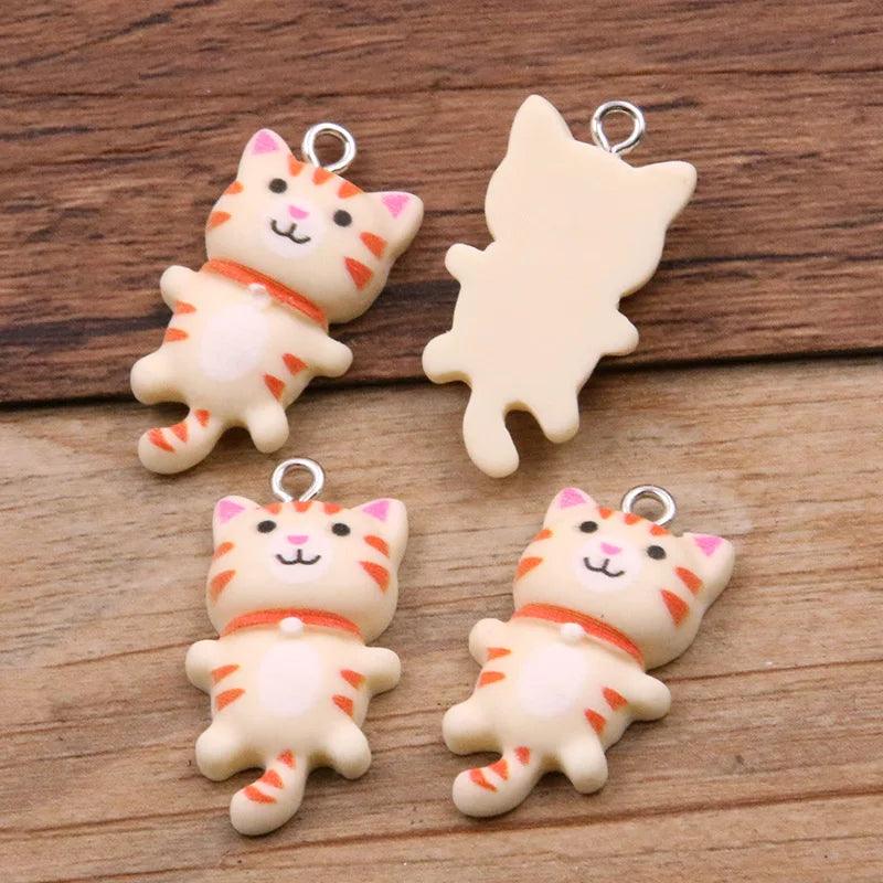 10Pcs 15*29MM 8 Color Kawaii Cat Charms Pendants For Jewelry Making Animal Resin Jewlery Findings DIY Craft