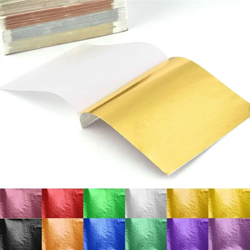 100Sheets Imitation Gold Silver Foil Paper Leaf Gilding DIY Epoxy Resin Art Craft Paper Birthday Wedding Cake Dessert Decoration