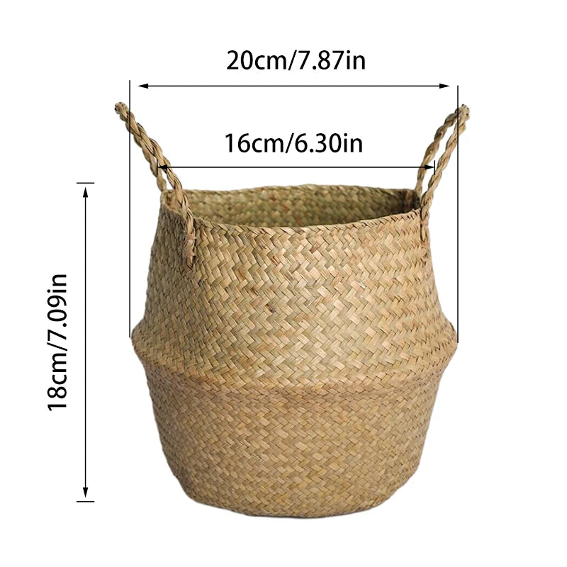 Horticultural Flowerpot Home Seaweed Wicker Basket Rattan Hanging Flower Pot Dirty Clothes Basket Storage Basket ﻿