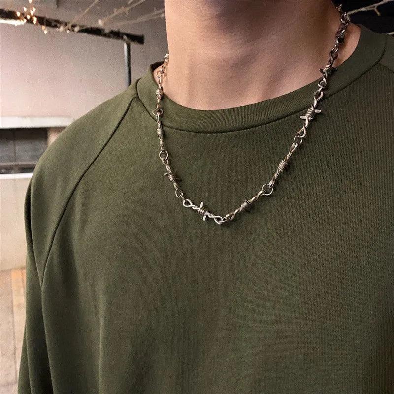 RAKOL New Brambles Unisex Choker Necklace Women Hip-hop Gothic Punk Style Barbed Wire Thorns Pendant Chain Valentine's Day Gifts