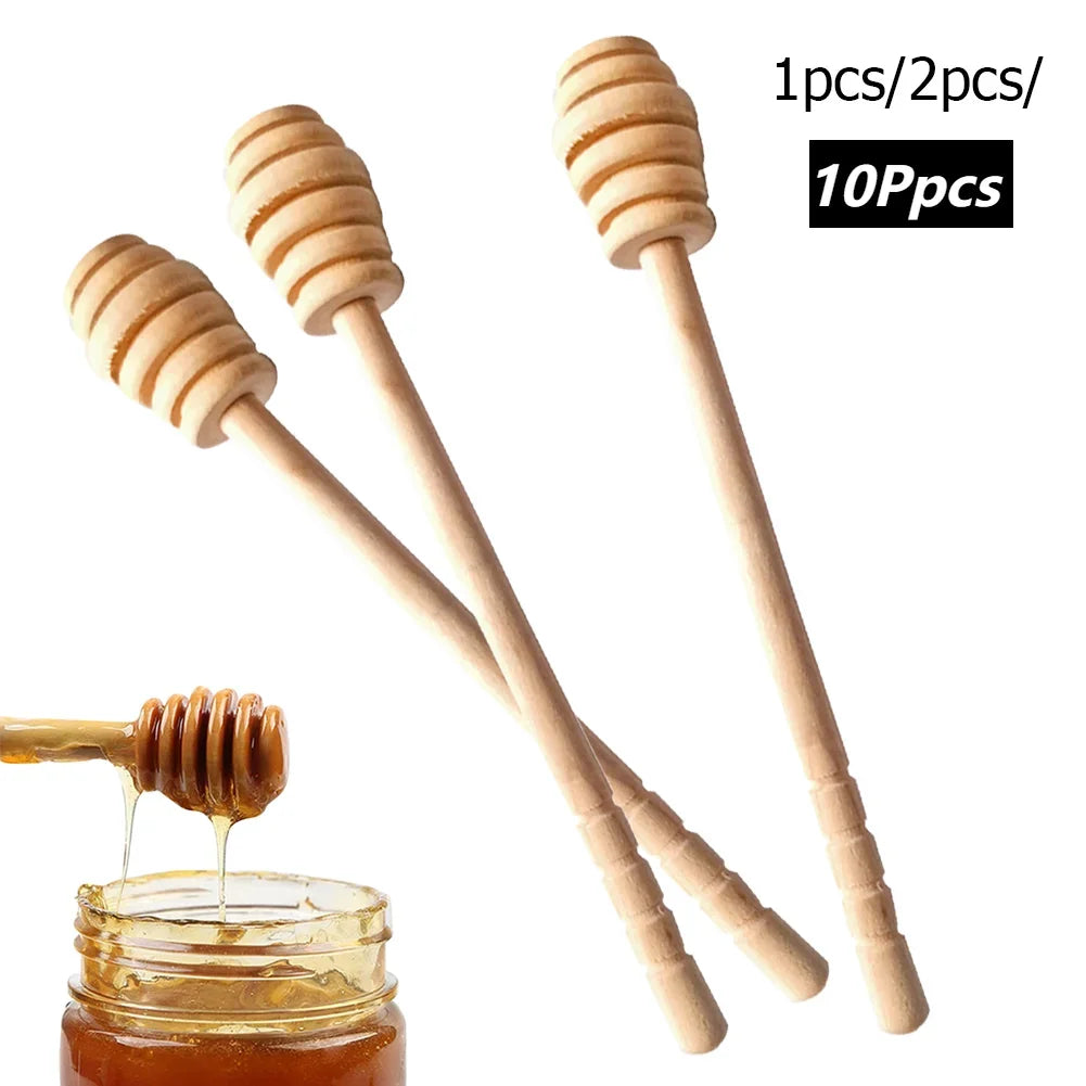 1/2/10Pcs Honey Scoop Stick Long Handled Wooden Honey Stirring Stick Multi-Purpose Kitchen Wooden Set Suitable for Wedding Party