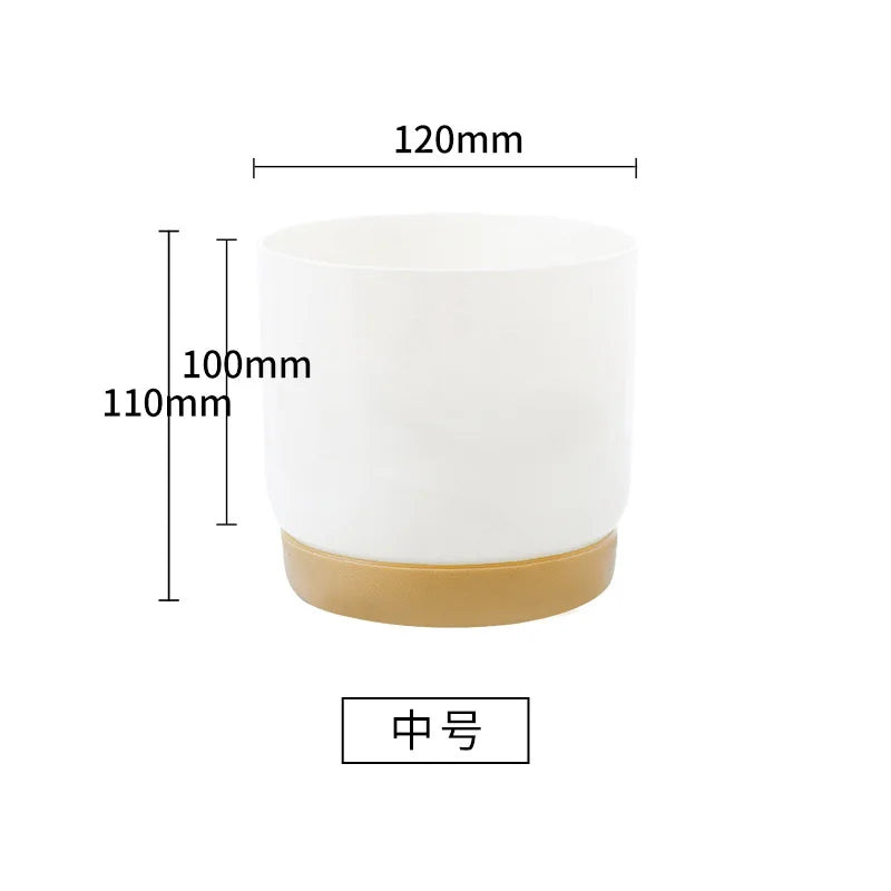 2024 Automatic Water Absorption Storage Plastic Flowerpot Round Double-layer Succulent Planter Pot Small Green Plant Flowerpot