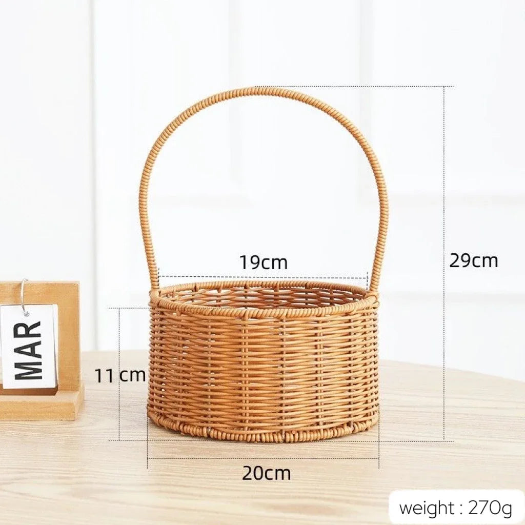 Imitation Rattan Flower Basket Flower Shop Best-selling Hand Basket Living Room Flower Arrangement Storage Basket Picnic Basket
