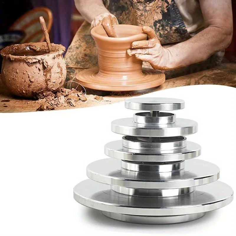 11-25cm Stainless Steel Rotating Disc Clay Handicraft Pottery Mold Parts Two Sided Turntable Parent Child Platform DIY Clay Tool