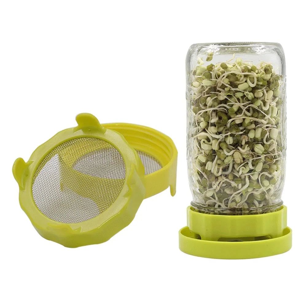 2pcs Plastic Sprouting Lid Mesh Sprout Cover Seed Crop Germination Vegetable Plastic Sealing Ring Lid for Mason Jar