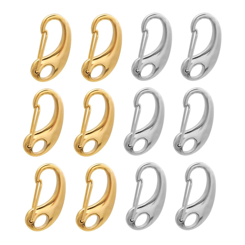 3Pcs Stainless Steel D-shaped Lobster Clasp Snap Hook Keychain Connectors Parts for Bracelet Necklace Chain DIY Jewelry Making