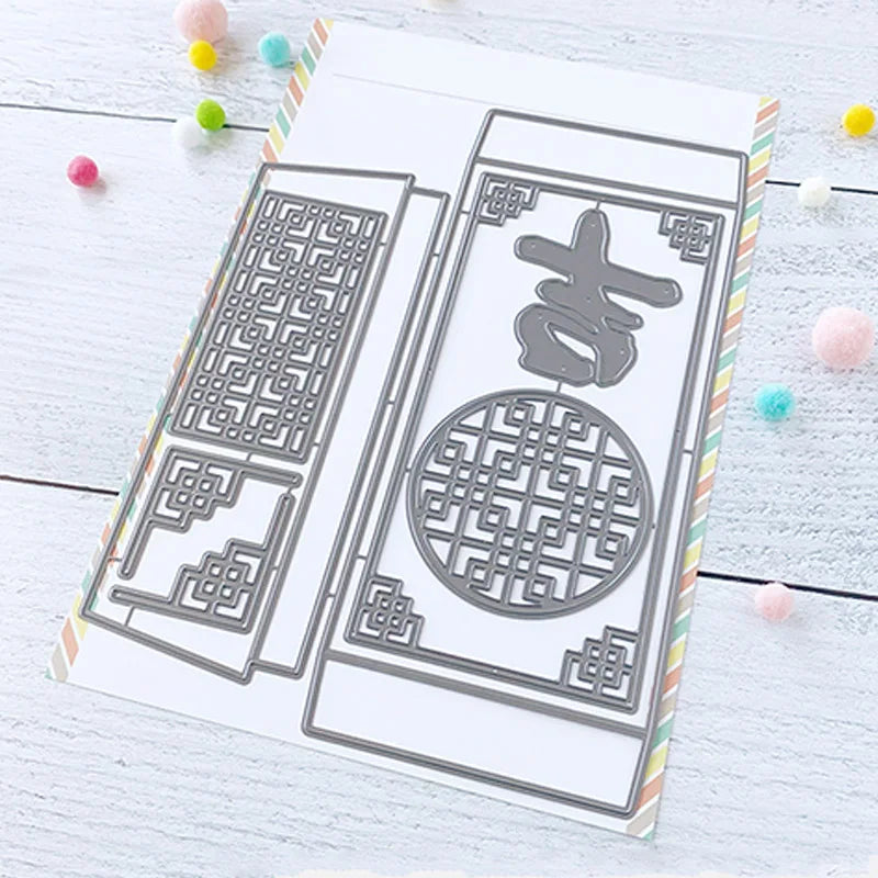 You Are Loved English Chinese Words Metal Cutting Dies Scalloped Circle Slimline Backdrop Dies DIY Scrapbooking Paper Card Craft