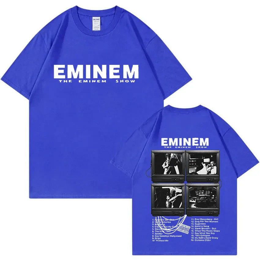 Eminem World Tour Graphic T Shirt for Men and Women Hip Hop Trendy Cotton Oversized Tee Summer Streetwear