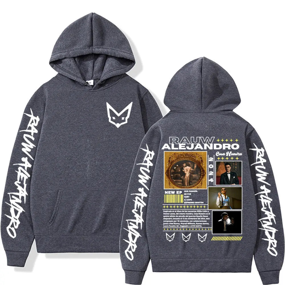 Singer Rauw Alejandro Cosa Nuestra Tour Merch Hoodies Men Women Casual Comfort Oversized Hoodie Hip Hop Style Fashion Sweatshirt