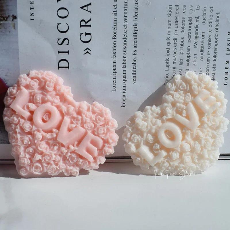 Rose Heart Silicone Soap Mold DIY Love Flower Candle Plaster Making Tool Chocolate Ice Mould Home Decor Valentine's Day Gifts