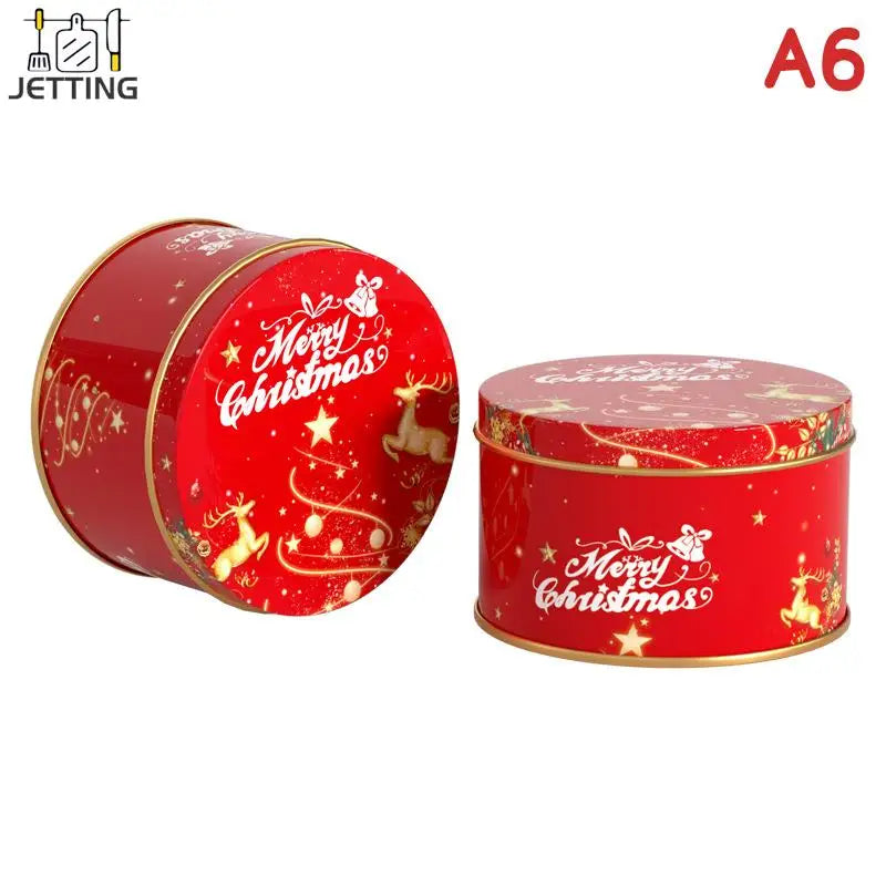 Christmas Old Man Candy Tins Decorative Round Tinplate Boxes Xmas Candy Cookie Packaging Jar Candle Containers Candy Box Gift