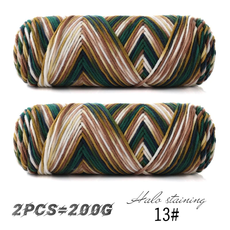 Colorful 5 Strand Dyed Milk Cotton Baby Sweater Yarn for Handmade DIY Woven Scarves and Crochet Projects