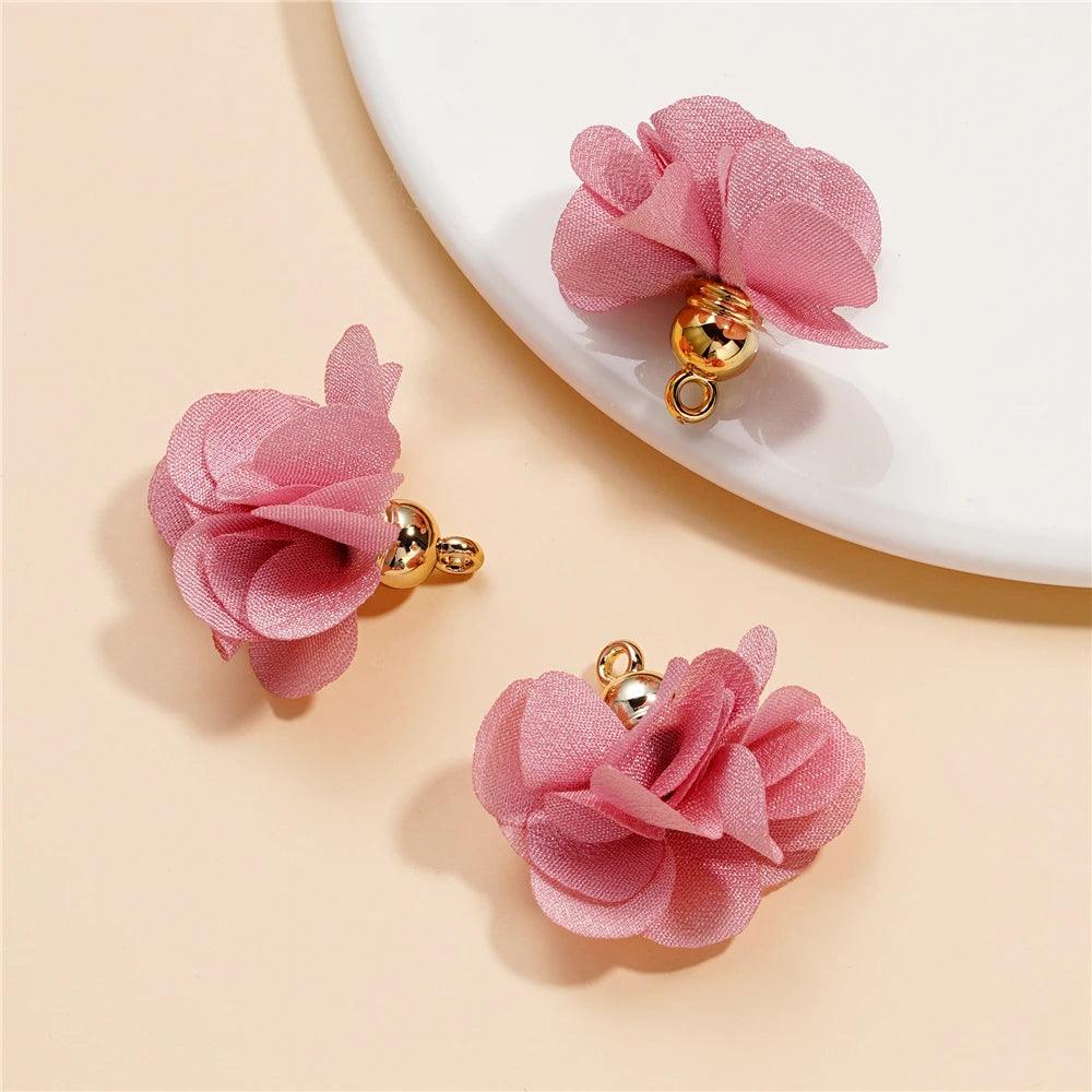 10Pcs/Lot Fabric Flower Tassel Pendants for Jewelry Making DIY Bracelet Earring Tassel Keychain Earring Making Accessories