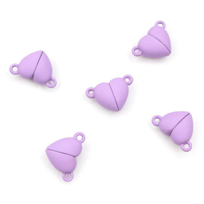 5 Sets  Love Heart Round Shaped Magnetic Connected Clasps Beads Charms End Caps for DIY Couple Bracelet Necklace Making