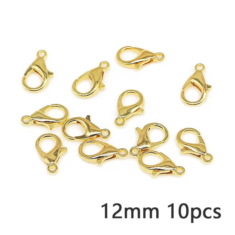 10pcs/lot 10-14mm Metal Lobster Clasps Jewelry Making Components DIY Bracelet Necklace Carabiner Findings Hooks Chain Closure