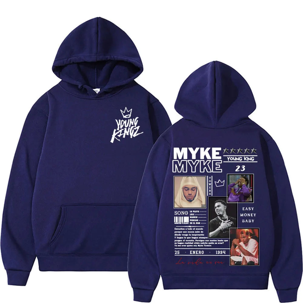 Rapper Myke Towers New Album Cover Hoodies Mens Women Harajuku Y2k Fashion Hip Hop Sweatshirts Casual Oversized Hoodie Pullovers