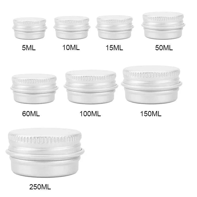 10/15/30/60/80g Aluminum Tin Jars White Empty Round Aluminum Box Metal Tin Can Screw Thread Lid Candle Tea Candy Box - Winord