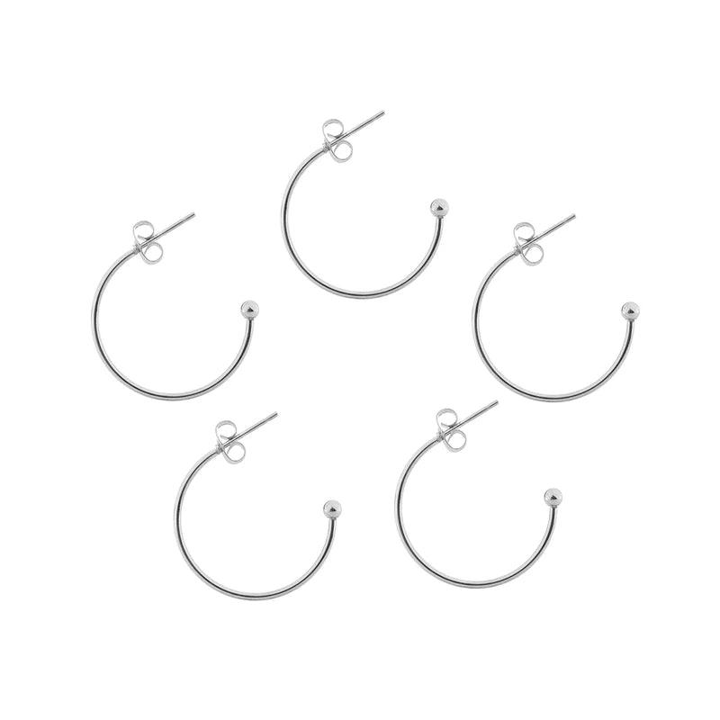 6 pcs/lot 15-25mm Stainless Steel C-shaped Ear Hoops Small Round Earrings Ear Wires Connector for DIY Jewelry Making  Supplies