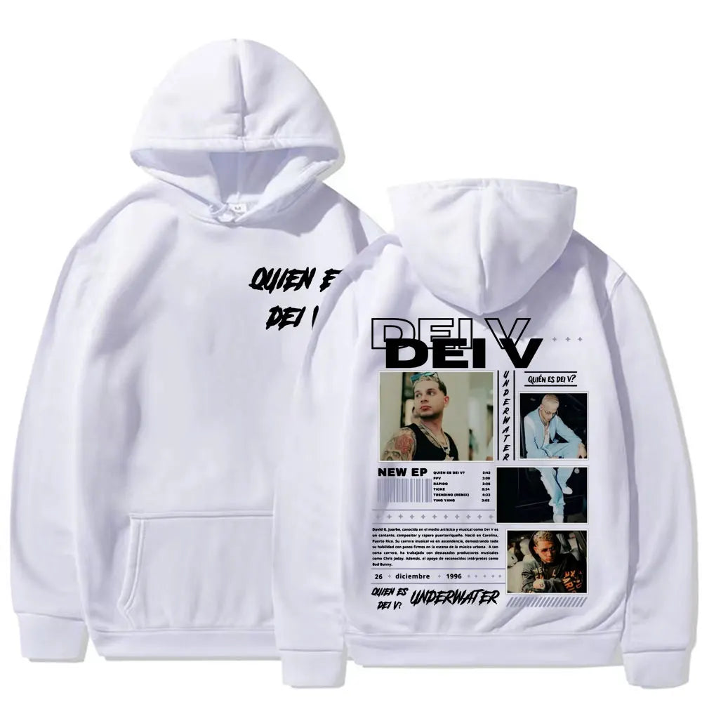 Rapper Quien Es Dei V? Underwater Tour Hoodie Men's Harajuku Fashion Hip Hop Punk Sweatshirts Unisex High Quality Casual Hoodies