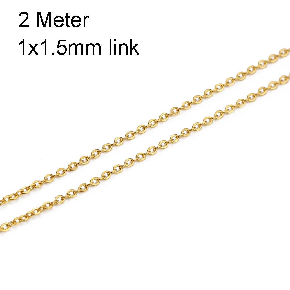 2 Meters Stainless Steel Chain 1 1.5 2mm Gold&Steel Color Chains for DIY Jewelry Making Necklace Bracelet Supplies