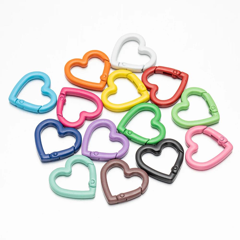 5pcs Heart Carabiner Trigger Snap Clip Spring Keyrings Buckle Hooks for Key Ring Keychains Bag Purse Handbag Craft Making Supply