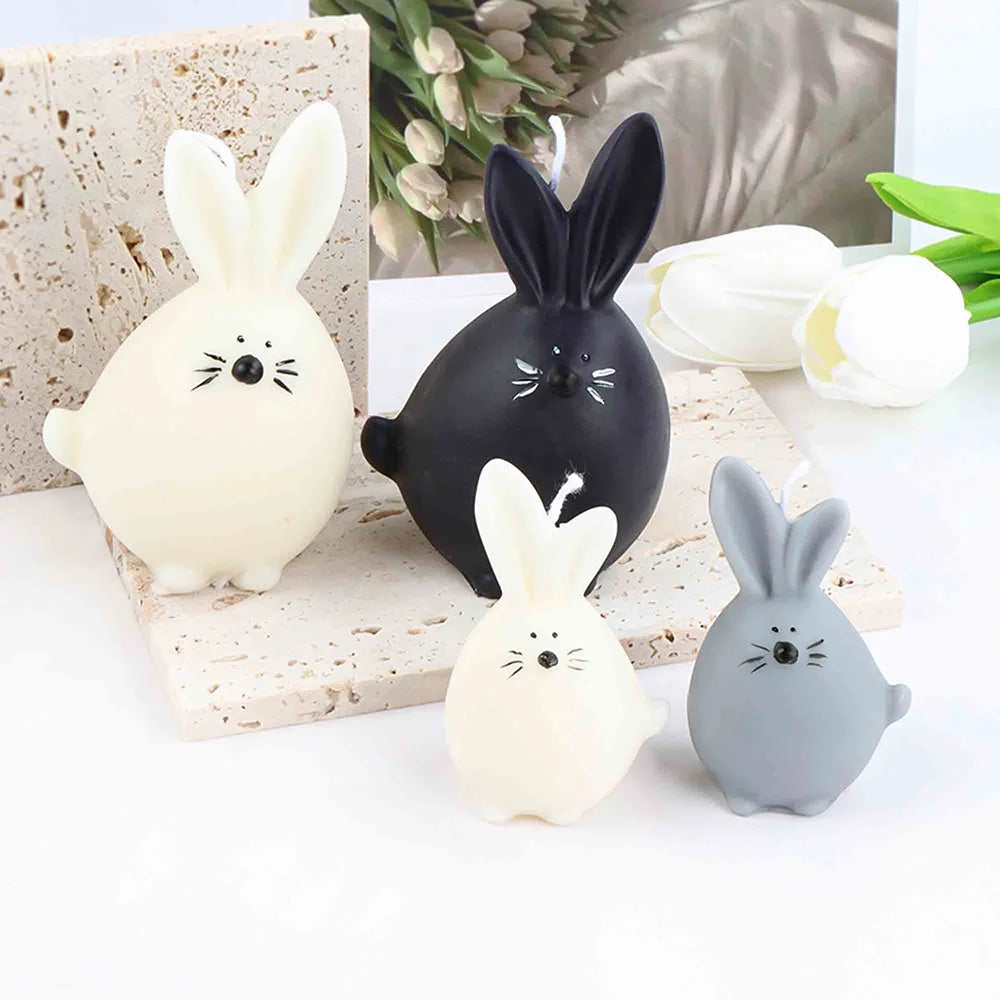 Cute Rabbit Silicone Candle Mold Kitchen DIY Chocolate Fudge Baking Cake Mold  3D Bunny Gypsum Drop Glue Handmade Soap Mold 2022