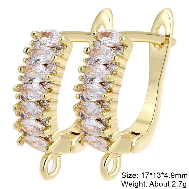 Juya 18K Gold Plated Copper Material Anti-Allergy Earwire Fixture Earring Hook Clasps For DIY Women's Earring Making Accessories