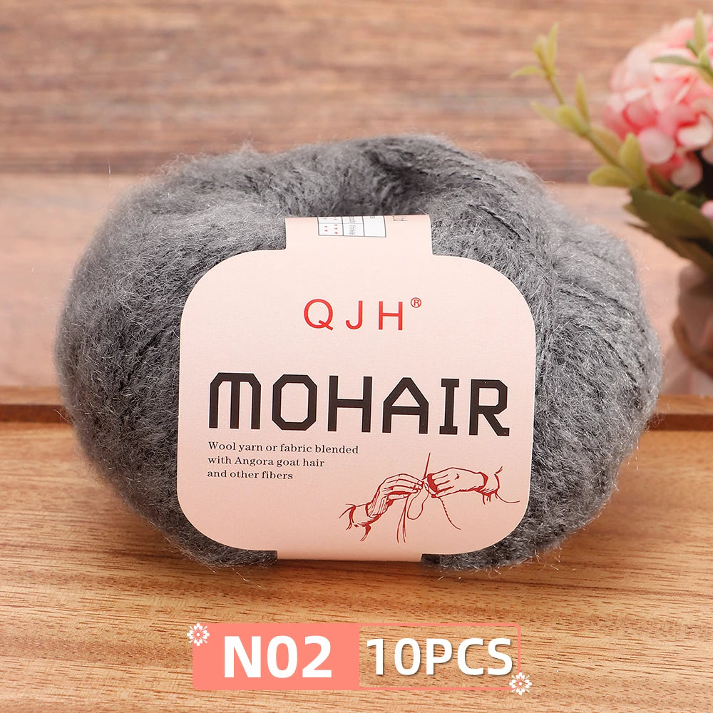 Soft Mohair Crochet Yarn Set 10 Pcs For DIY Knitting