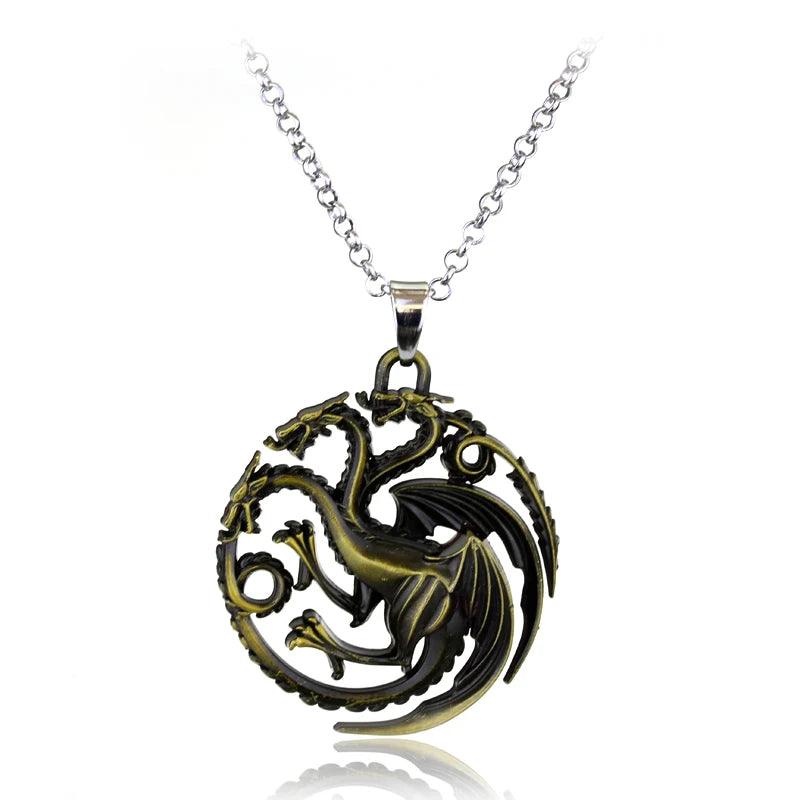 Fire and Blood House Targaryen Dragon Necklace A Song of Ice and Fire Metal Pendant Necklace for Women Men Fans Choker Jewelry
