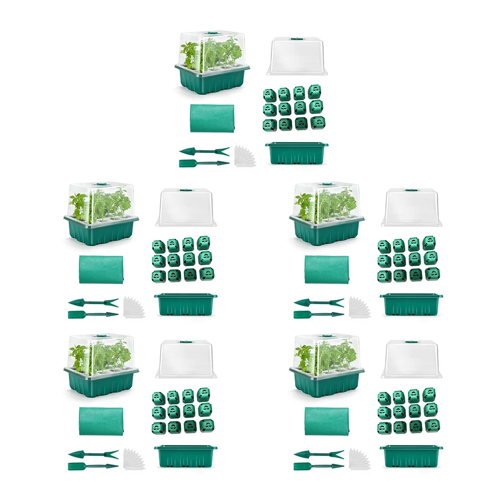 12 Holes Seed Starter Tray Soft Silicone Seedling Dish Breathable Reusable Thickening Plant Growth Tray Box for Indoor Garden