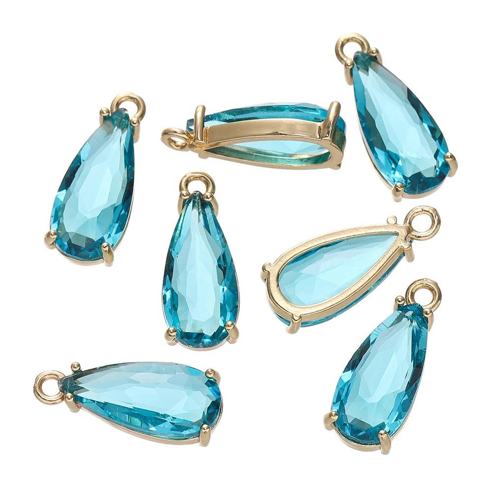 5pcs Copper Zircon Waterdrop Pendants Transparent Crystal Charms Beads with Hole for Necklace Making DIY Jewelry Findings
