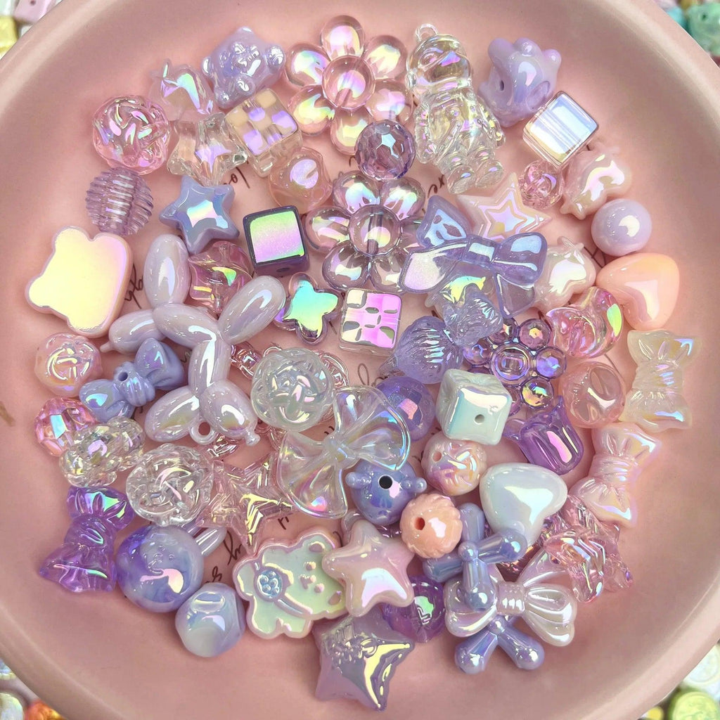 20g Y2K Acrylic Assorted Beads Flower Sweetheart Butterfly Candy Kawaii Aesthetic Beads for Bracelets DIY Jewelry Making Supply