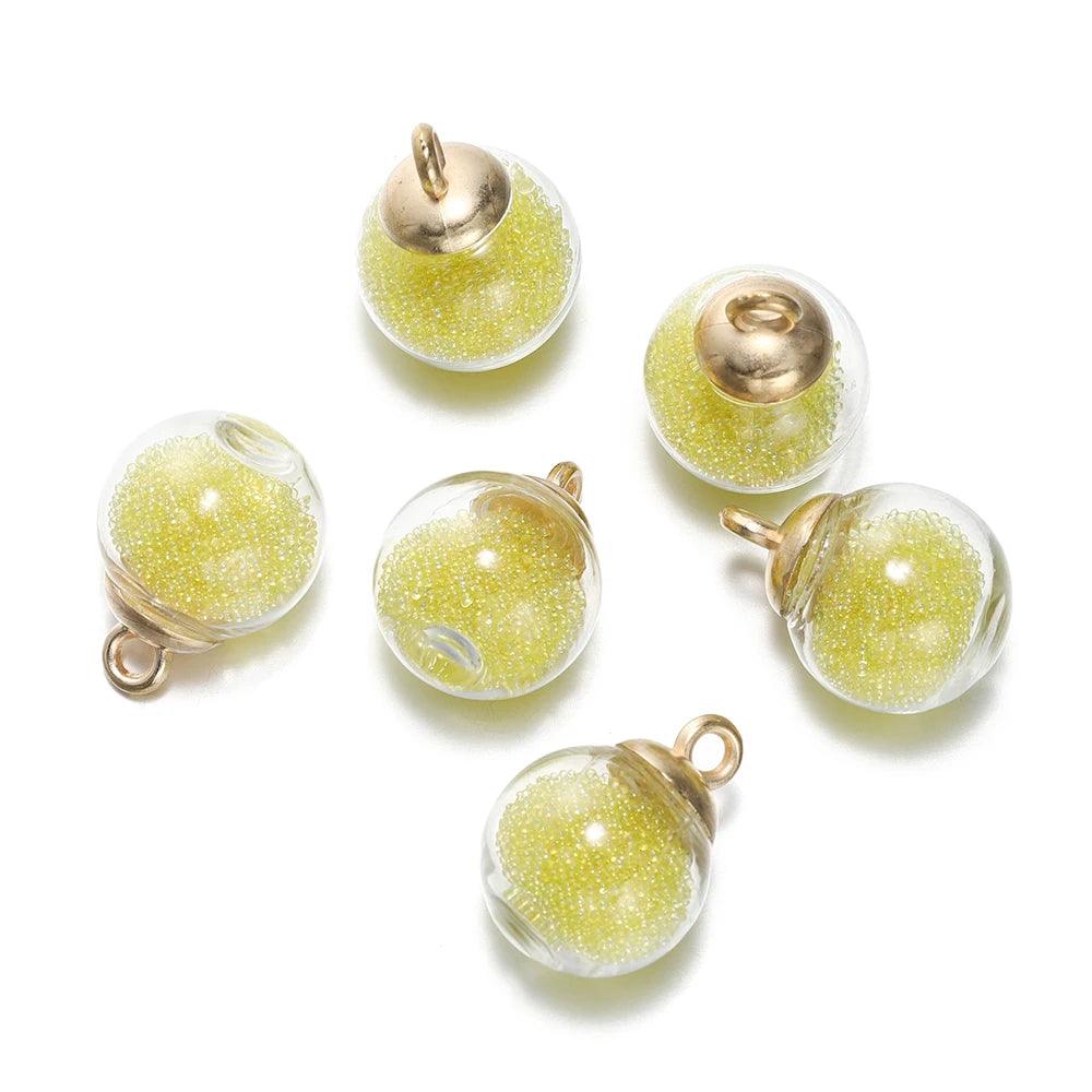 10Pcs Charms Quicksand Transparent Glass Ball 16mm Pendants Findings for Earrings Necklace Pendant DIY Jewelry Making Supplies